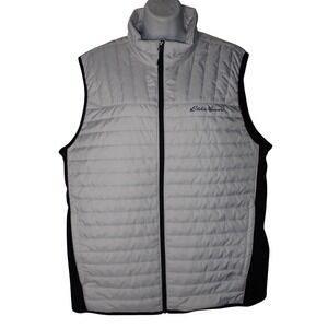 Eddie Bauer Women Gray Quilted Full Zip Puffer Vest Size L Gorpcore winter hike